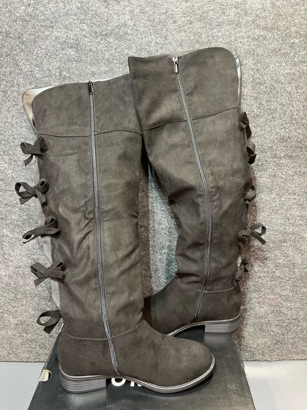 Torrid Bow Back OTK Boot - Faux Suede Black Size 9.5 WW - Picture 8 of 11